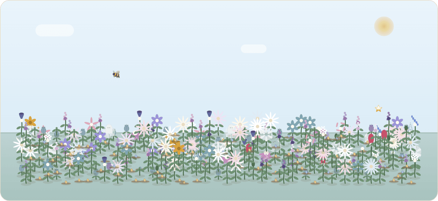 A garden of flowers and plants, each one representing a job application